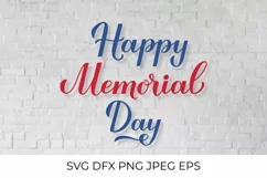 Happy Memorial Day lettering. Memorial Day Patriotic SVG Product Image 1