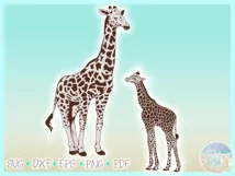 Mommy and Baby Giraffe SVG Dxf Eps Png PDF files for Cricut Product Image 3
