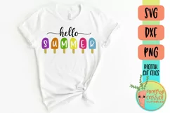 Hello Summer SVG, Popsicles SVG, Sign Shirt Tote Pillow Product Image 2
