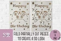 Happy Birthday Gamer card| Paper cutting | Gamer card SVG Product Image 2
