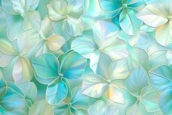 Stained Glass Turquoise Green White Flower Background Product Image 1