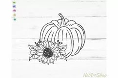 Pumpkin with Sunflower svg, Floral pumpkin svg, Thanksgiving Product Image 1
