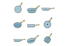 Griddle pan icon set, outline style Product Image 1