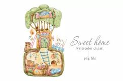 Watercolor magic tree house clipart-1 png file Product Image 1