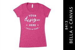 T-Shirt Mockup Berry Bella Canvas 8413 Triblend Flat Lay Product Image 1