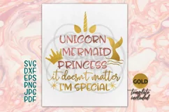 Unicorn Mermaid Princess Gold Horn iron on SVG Cutting file Product Image 1