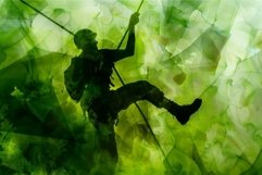 Silhouette of climber on abstract green background Product Image 1