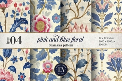 Vintage Pink and Blue Floral Pattern | Ornamental Flowers Product Image 1