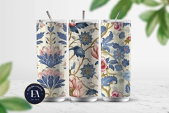 Vintage Pink and Blue Floral Pattern | Ornamental Flowers Product Image 2