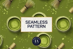Matcha Green Tea Pattern, Matcha Aesthetic Digital Paper Product Image 3
