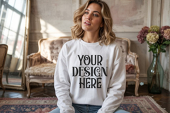White Gildan 18000 Sweatshirt Model Mockups, Product Image 1