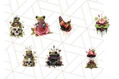 Floral Punk Frogs PNG - Neon Grunge Amphibians Clipart Product Image 9