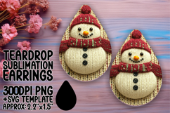 Dynamic Teardrop Earrings Sublimation Artwork , Snowman Product Image 1