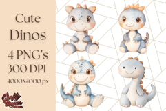 Cute Pastel Dinosaur Clipart PNG for Nursery Art, Baby Decor Product Image 1