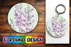 Cute Round Design Keychain Template , Beauty Flower Product Image 1