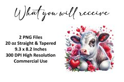 Valentine's Day Cow Tumbler Wrap Sublimation Design Product Image 2