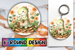 Radiant Circle Sublimation Keychain, Cute Dino Product Image 1