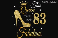 83rd birthday svg, Queen Birthday 83rd Svg, Gold glitter 83r Product Image 1