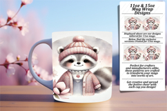 Stylish 15oz Mug Wrap Png Design , Cute Animals Product Image 1