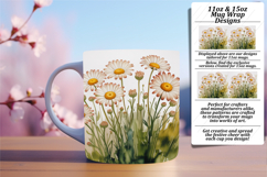 Stylish 11oz Mug Wrap Png Template , Flowers Product Image 1