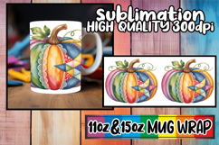 Joyful heart sublimation mug wrap, Pumpkin Watercolor Product Image 1