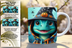 Fresh 15oz Mug Wrap Png Template , Halloween Dino Product Image 1