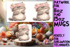 Whimsical Cat Watercolor Mug Wrap - Spring Design Product Image 1