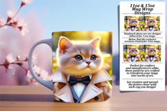 Chic 11oz Mug Wrap Png Artwork , Cute Cat Product Image 1