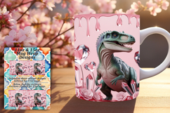 Whimsical 15oz Mug Wrap Png Template , Cute Dino Product Image 1