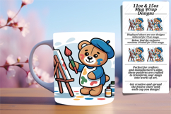 Whimsical 15oz Mug Wrap Png Artwork , Cute Bear Product Image 1