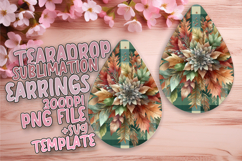 Stylish Teardrop Earrings Template PNG , Autumn Flower Product Image 1