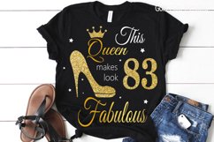 83rd birthday svg, Queen Birthday 83rd Svg, Gold glitter 83r Product Image 2