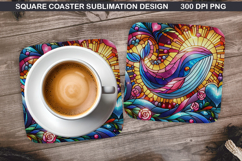 Dolphin Coaster Sublimation, Valentine Coaster PNG Design Product Image 1