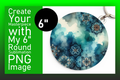 Vibrant Circle PNG for Keychains , Watercolor Patter Product Image 1