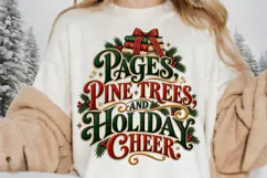 Pages, Pine Trees & Holiday Cheer PNG, Christmas Book Lover Product Image 1