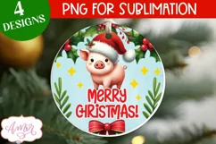 Cute Christmas farm animals ornament PNG sublimation Product Image 2