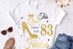 83rd birthday svg, Queen Birthday 83rd Svg, Gold glitter 83r Product Image 3