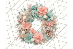 Coral and Aqua Christmas Clipart PNG, Pastel Holiday Art Product Image 3