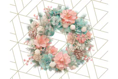 Coral and Aqua Christmas Clipart PNG, Pastel Holiday Art Product Image 3