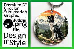 Cute Canine Adventure Circle Design Sublimation Keychain Product Image 1