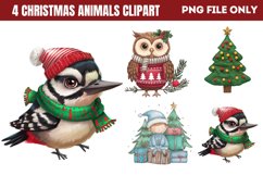 Woodland Christmas Animals Clipart PNG Product Image 1