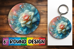 Luminous Car Coaster Round Sublimation PNG, 3D Flower Product Image 1