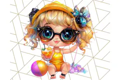 Chibi Summer Girls Clipart PNG, Bright Kawaii Summer Art Product Image 3