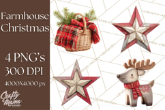Cozy Farmhouse Christmas Clipart PNG, Wreaths & Candles Product Image 1