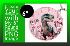 Stylish Round Design Keychain Artwork , Cute Dino Product Image 1