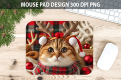 Christmas Cute Cat Mouse Pad Sublimation - Animal PNG Design Product Image 1