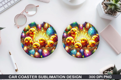 Car coaster sublimation, Easter Coaster PNG Design Product Image 1