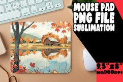 Autumn Landscape Mouse Pad Watercolor Design Product Image 1