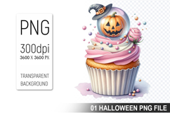 Cupcake With A Halloween Pumpkin, Halloween Clipart PNG File Product Image 1