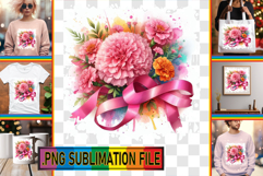 Playful TOTE BAG Gift PNG, Flowers Product Image 1